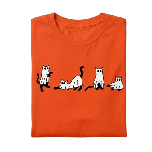 Orange Ghost Cat T-shirt